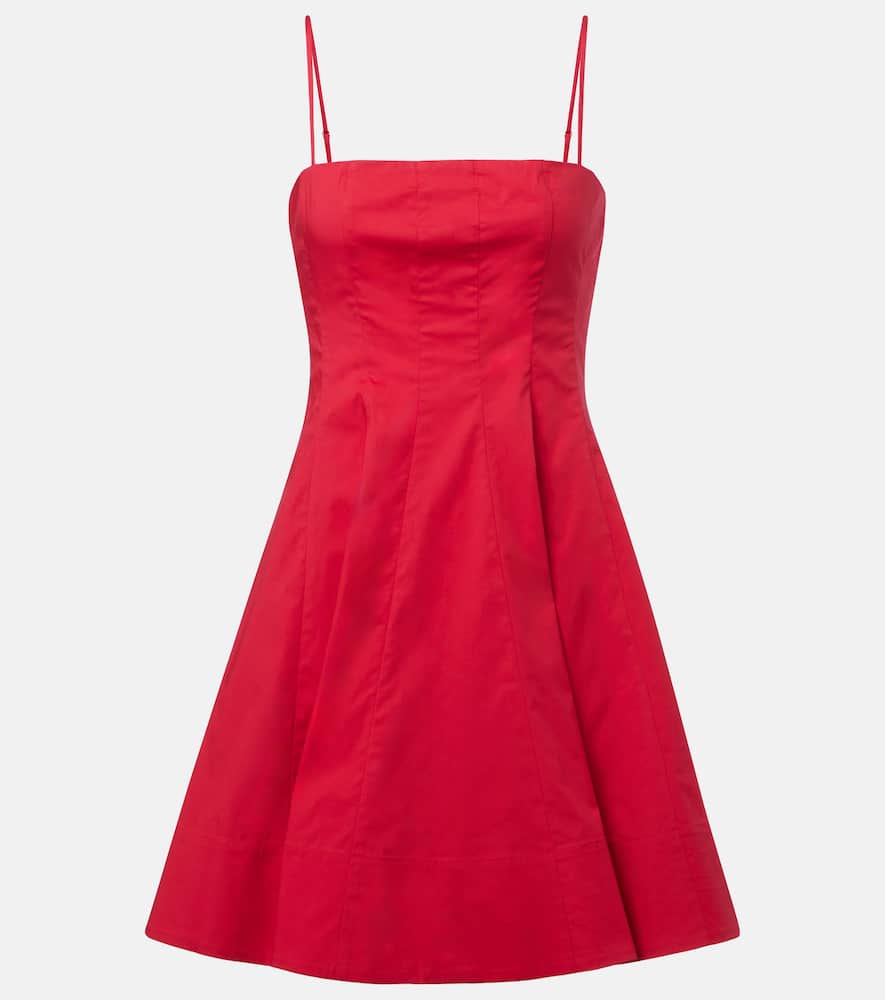 Staud Wylie Pleated Stretch Cotton Mini Sundress