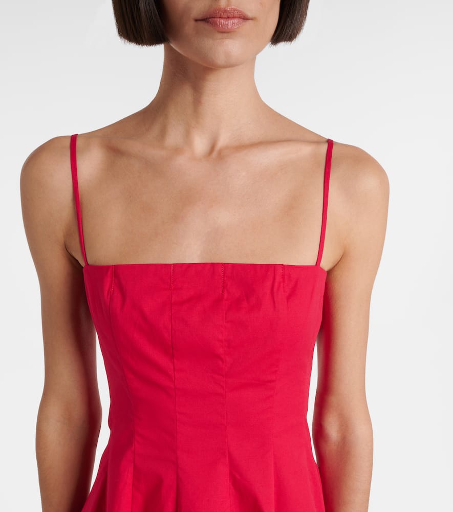 Staud Wylie Pleated Stretch Cotton Mini Sundress
