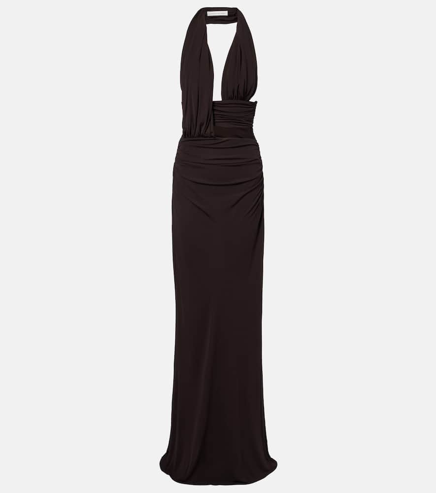 Christopher Esber Draped Cut-out Maxi Dress In Brown