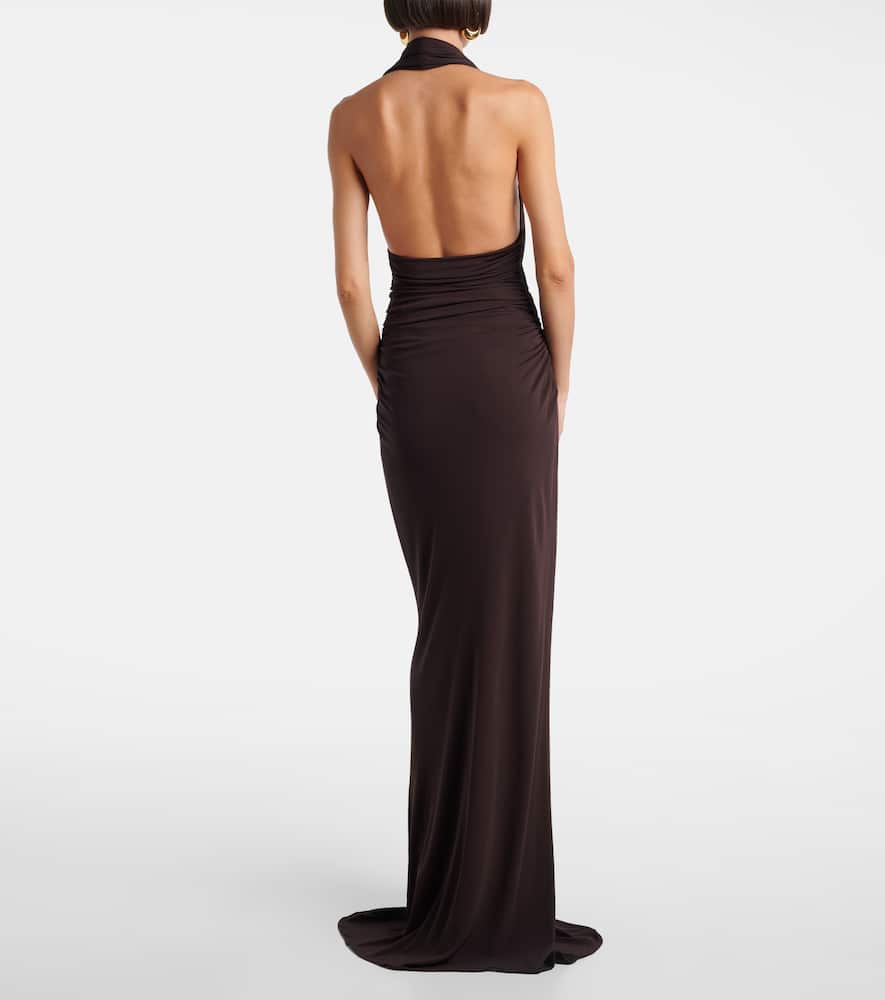 Christopher Esber Draped Cut-out Maxi Dress In Brown