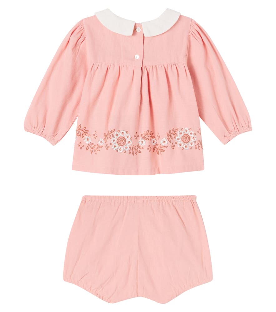 Bebe Organic Baby Scarlet Set Of Cotton Top And Bloomers In Pink