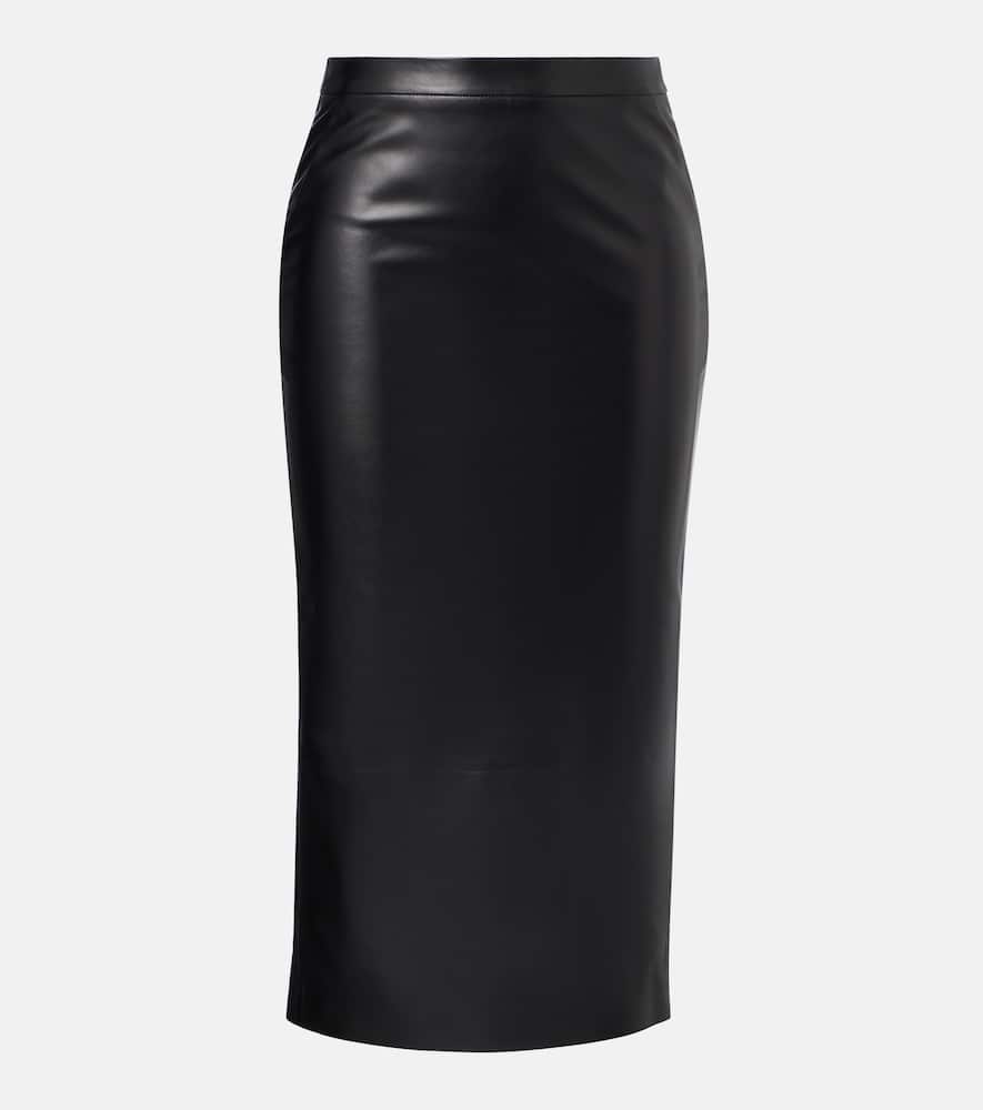 High-rise leather pencil skirt