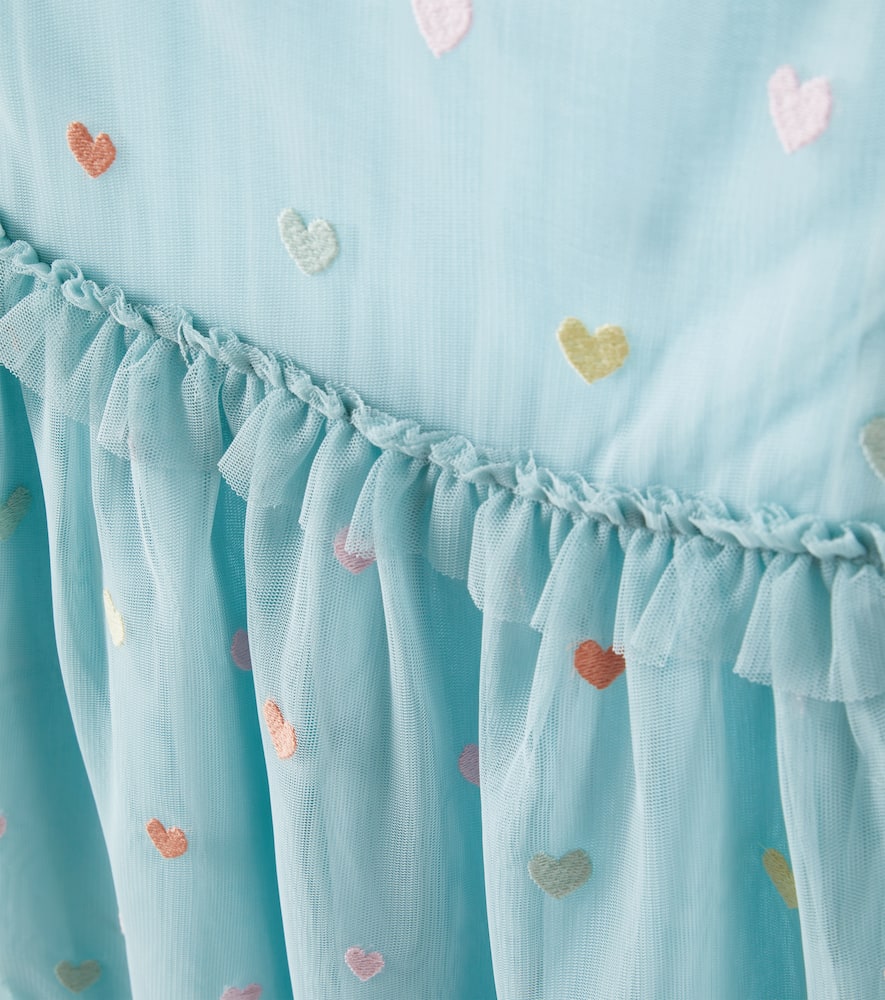Stella Mccartney Embroidered Tulle Dress In Blue