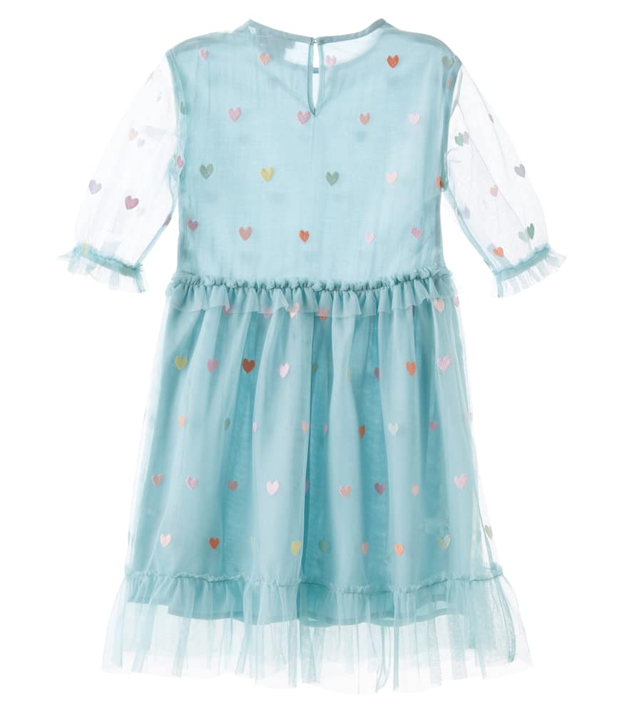 Stella Mccartney Embroidered Tulle Dress In Blue
