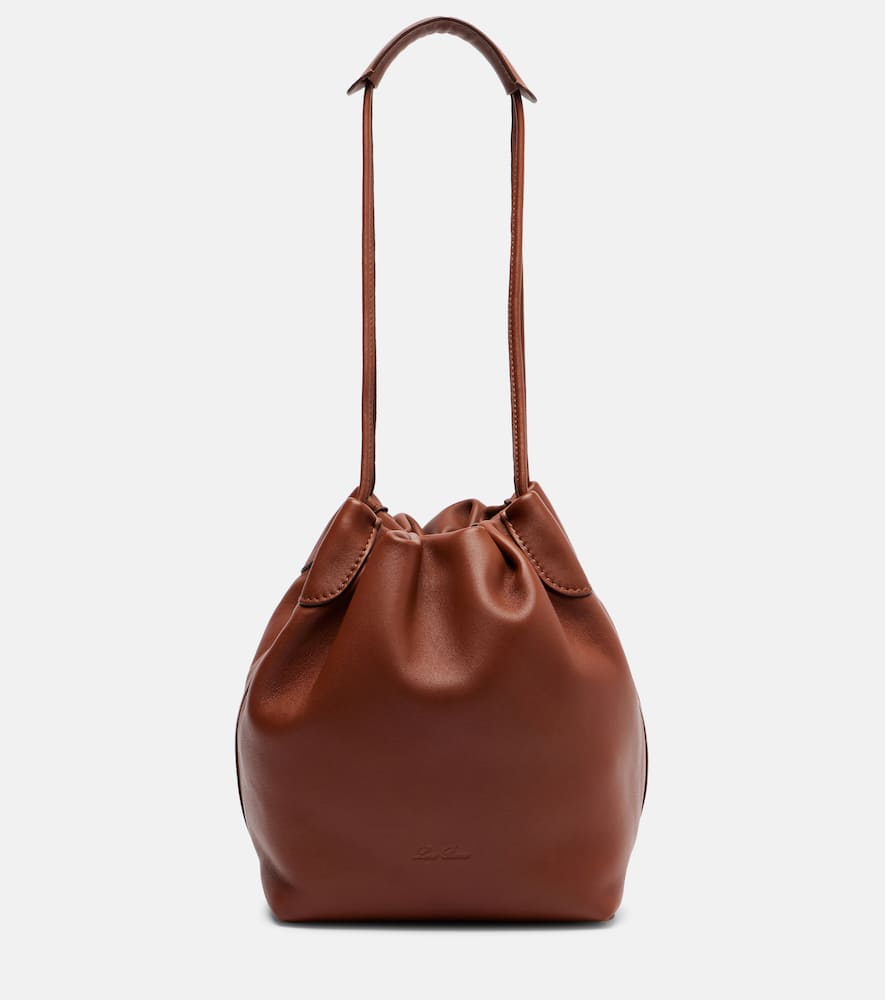Loro Piana Bale Softy Small Leather Bucket Bag In Brown