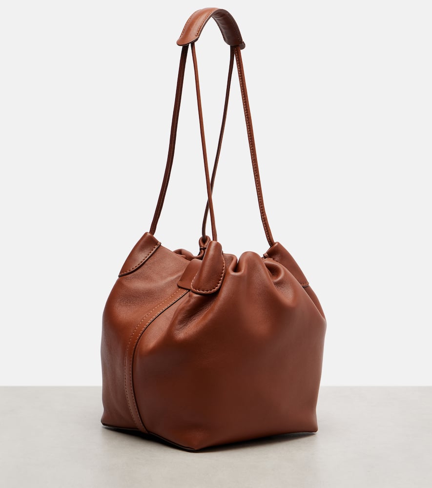 Loro Piana Bale Softy Small Leather Bucket Bag In Brown