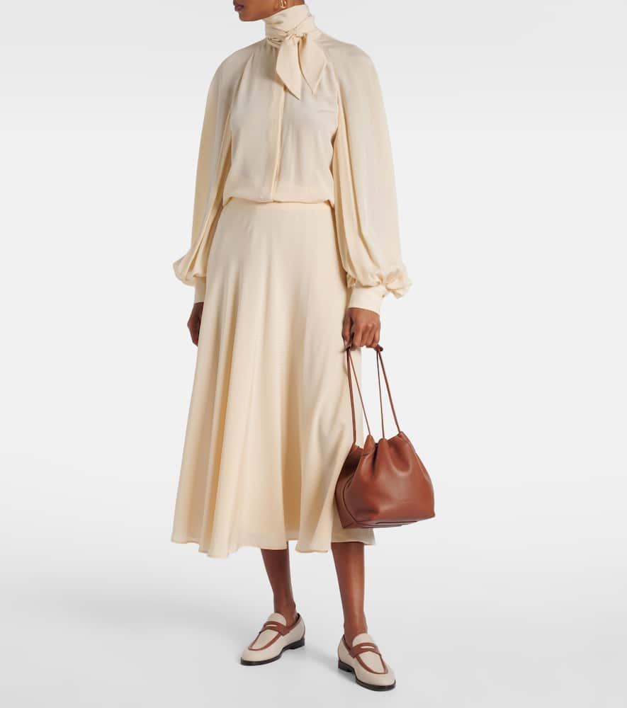 Loro Piana Bale Softy Small Leather Bucket Bag In Brown