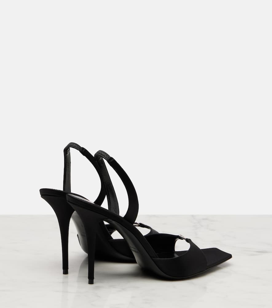 Saint Laurent Daisy 95 Embellished Satin Sandals In Black