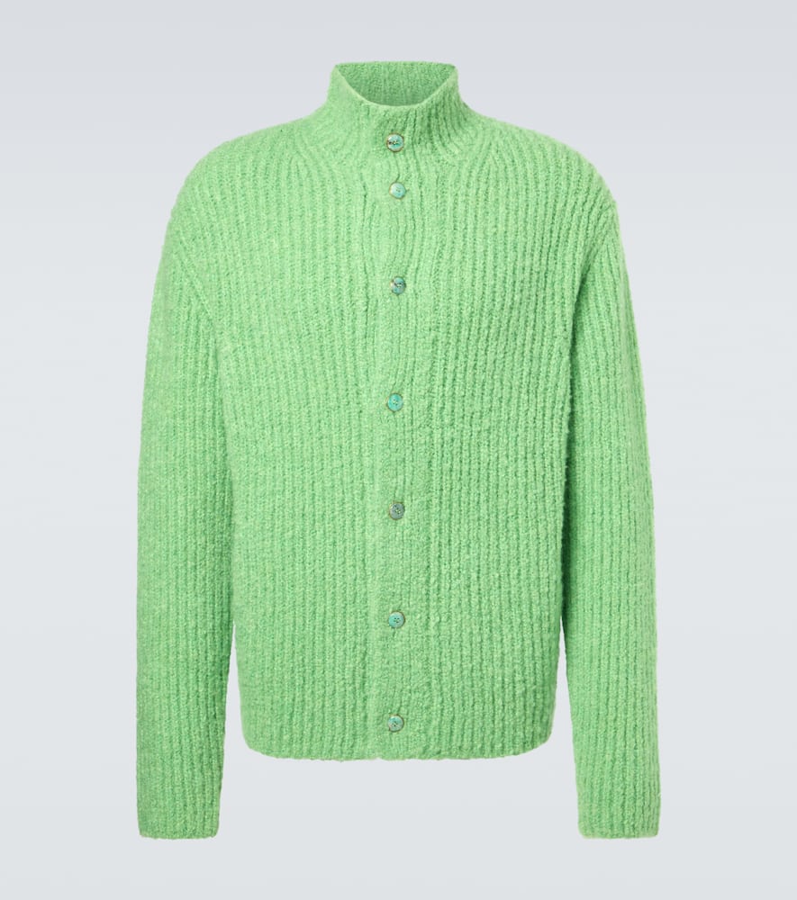 God's True Cashmere Ribbed-knit Cashmere Bouclé Cardigan In Green