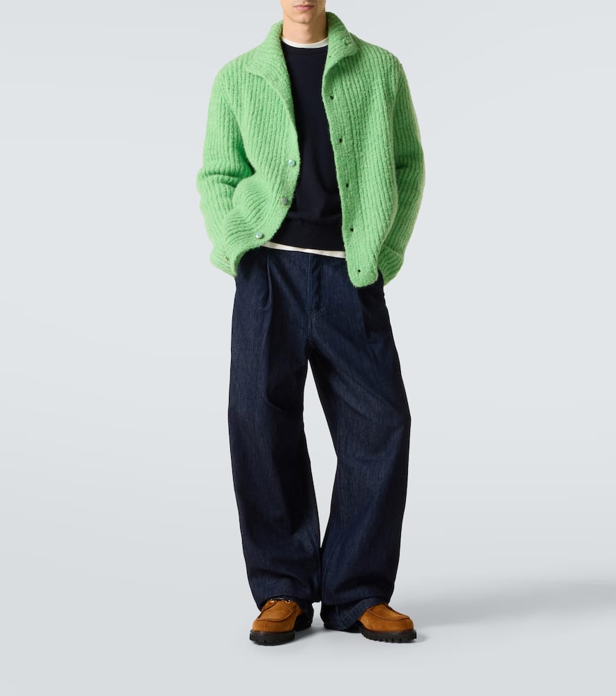 God's True Cashmere Ribbed-knit Cashmere Bouclé Cardigan In Green