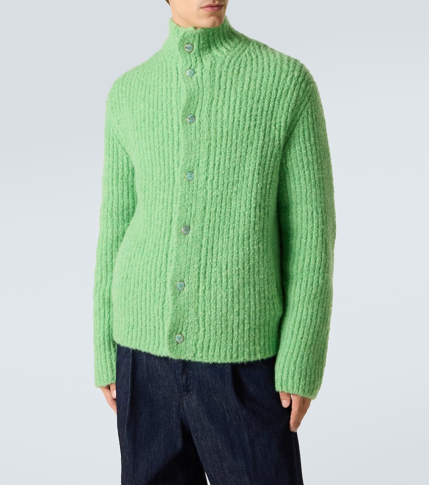 God's True Cashmere Ribbed-knit Cashmere Bouclé Cardigan In Green