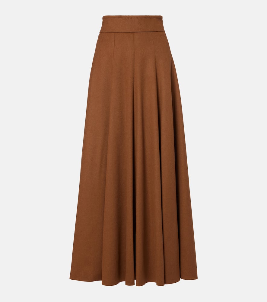 Max Mara Camel Hair Maxi Skirt In Brown