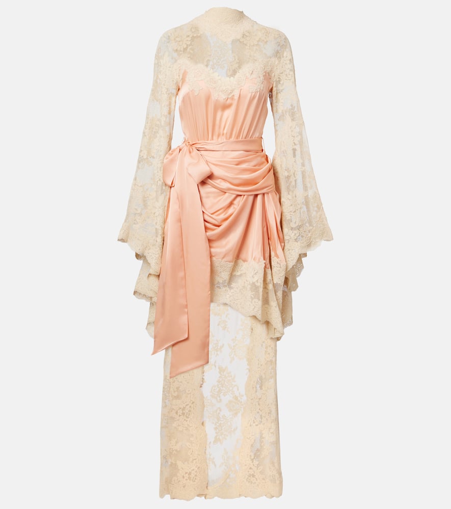 Zimmermann Hypnotic Silk Satin And Lace Gown In Sand