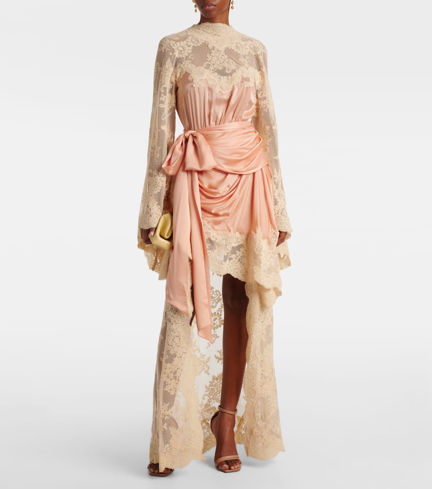 Zimmermann Hypnotic Silk Satin And Lace Gown In Pink