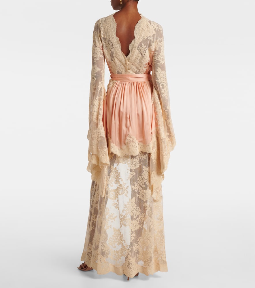 Zimmermann Hypnotic Silk Satin And Lace Gown In Pink