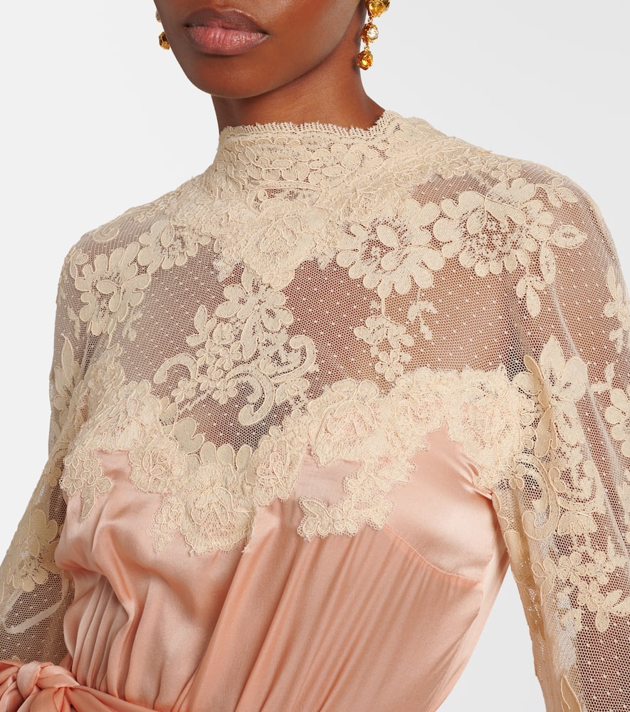 Zimmermann Hypnotic Silk Satin And Lace Gown In Pink