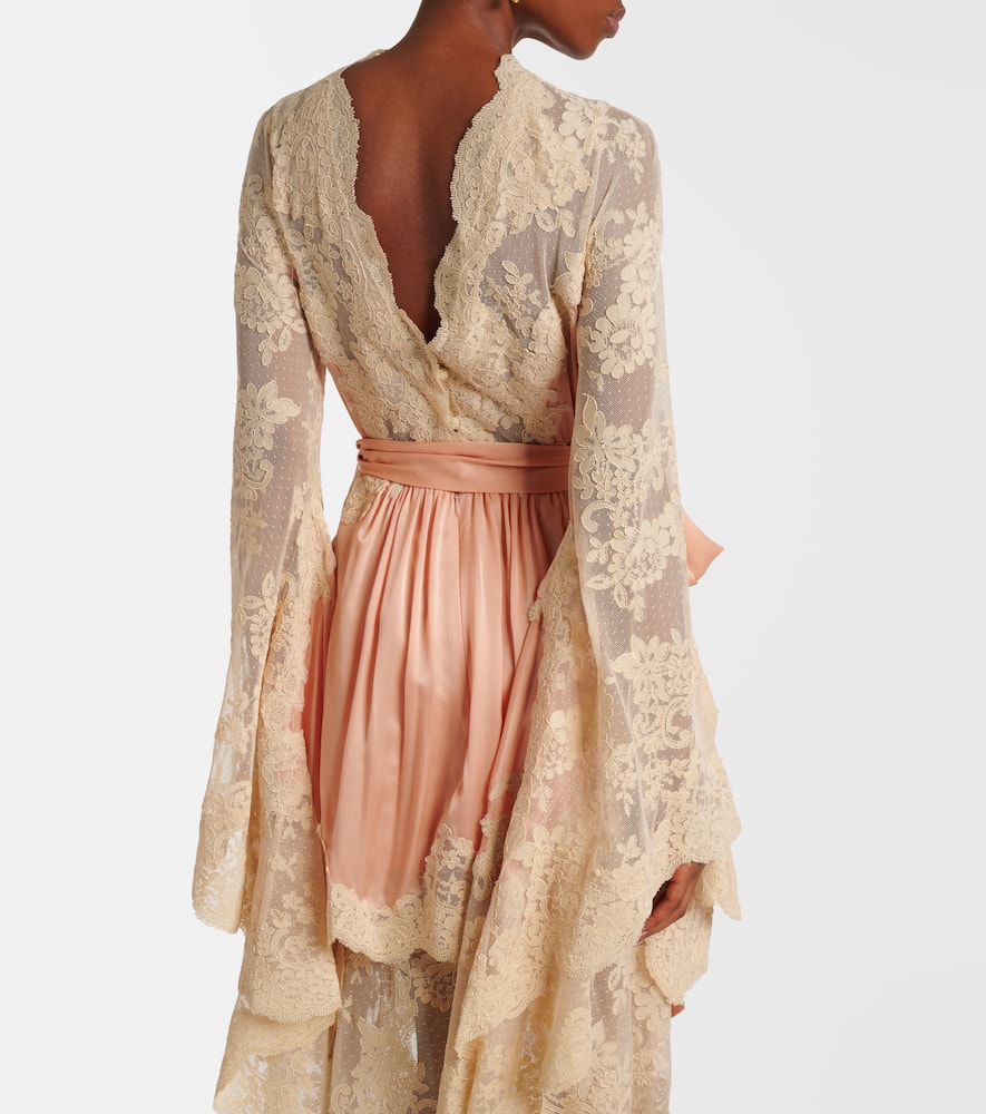 Zimmermann Hypnotic Silk Satin And Lace Gown In Pink