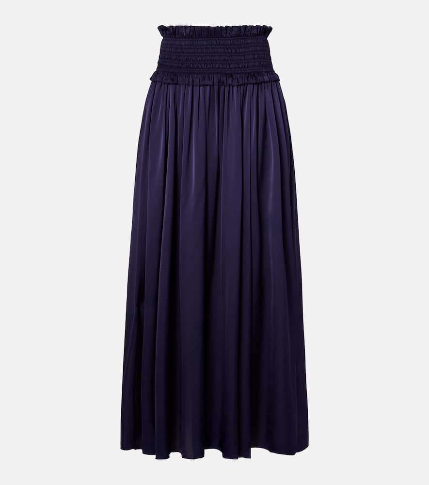Zimmermann Dream Shirred Silk Maxi Skirt In Blue