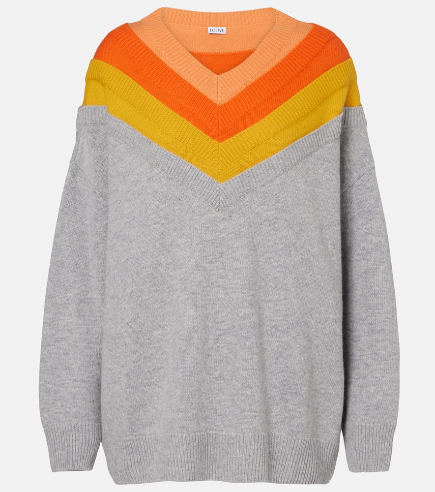 Loewe Layered Wool Sweater In Gray
