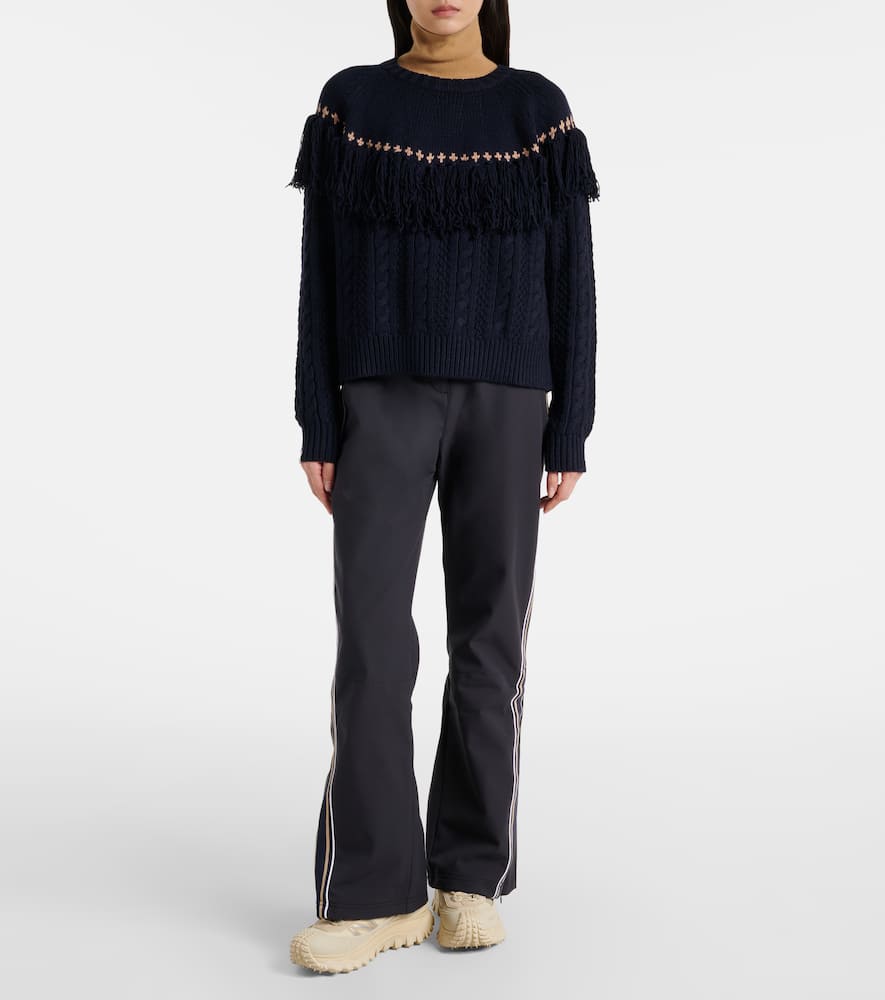 The Upside Clara Fringed Wool And Cotton Sweater In Black