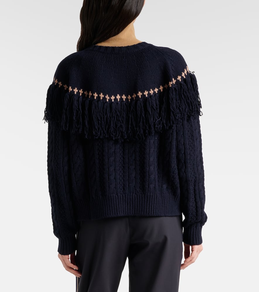 The Upside Clara Fringed Wool And Cotton Sweater In Black
