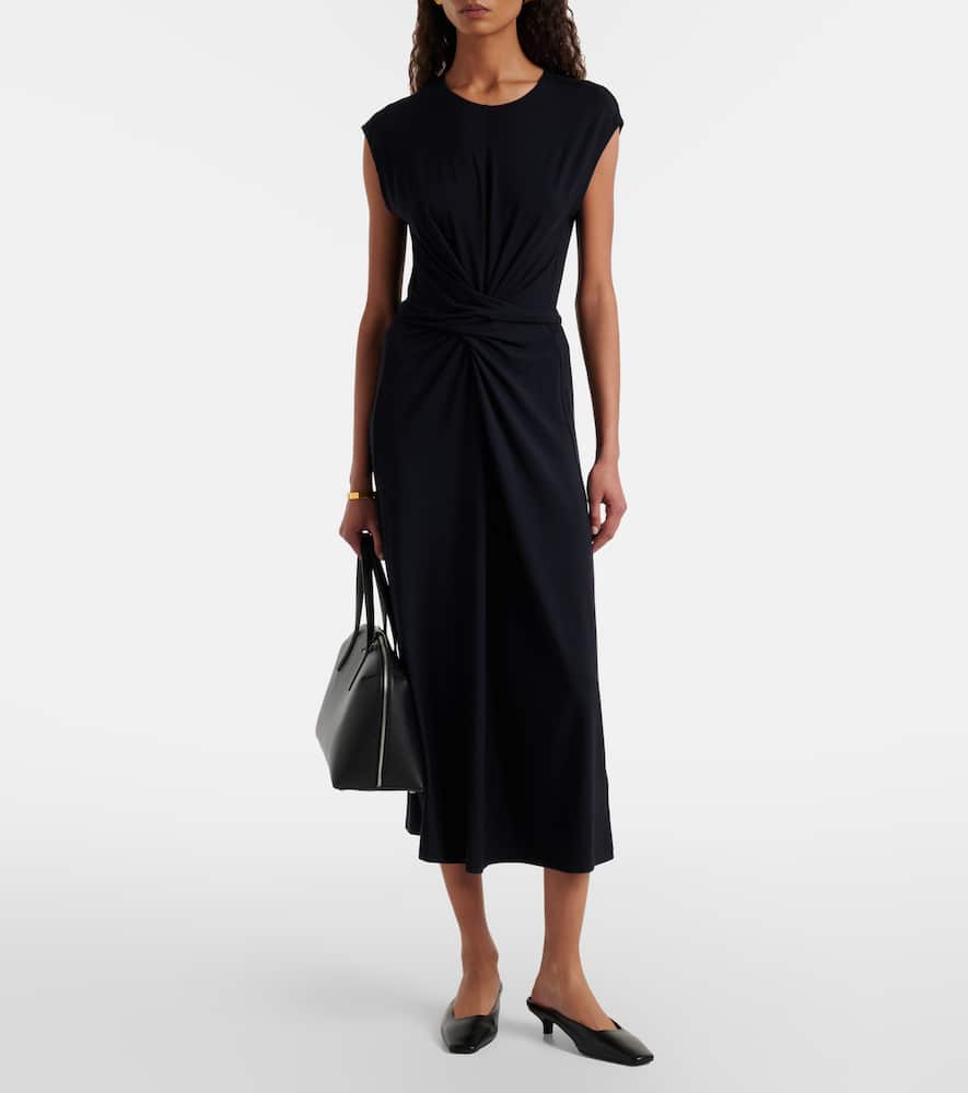 Vince Gathered Midi Dress In Black