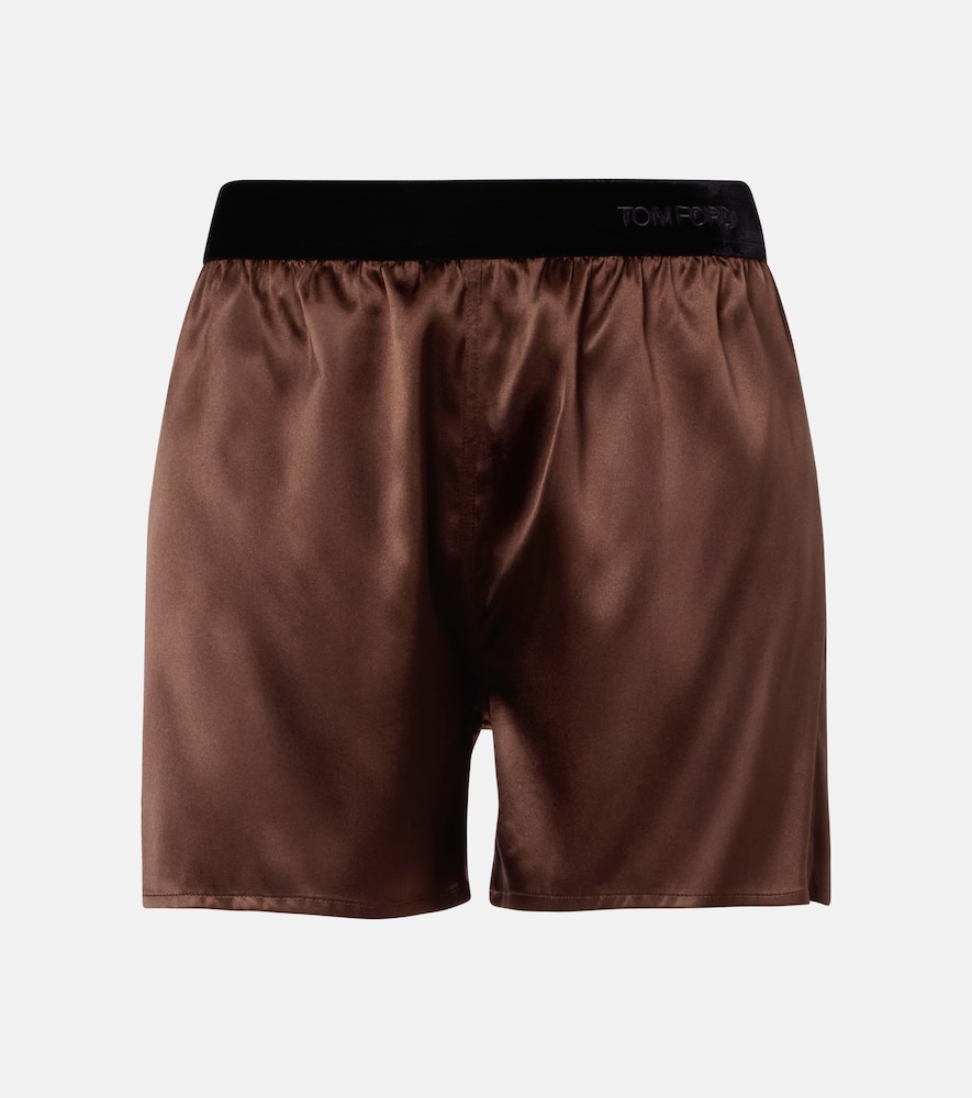 Tom Ford Women's Brown Silk-Blend Satin Shorts Uk Size 10