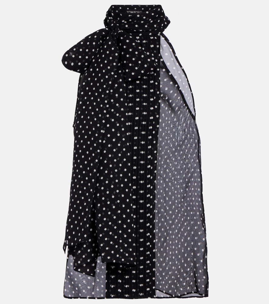Tom Ford Draped Polka Dot Silk Blouse