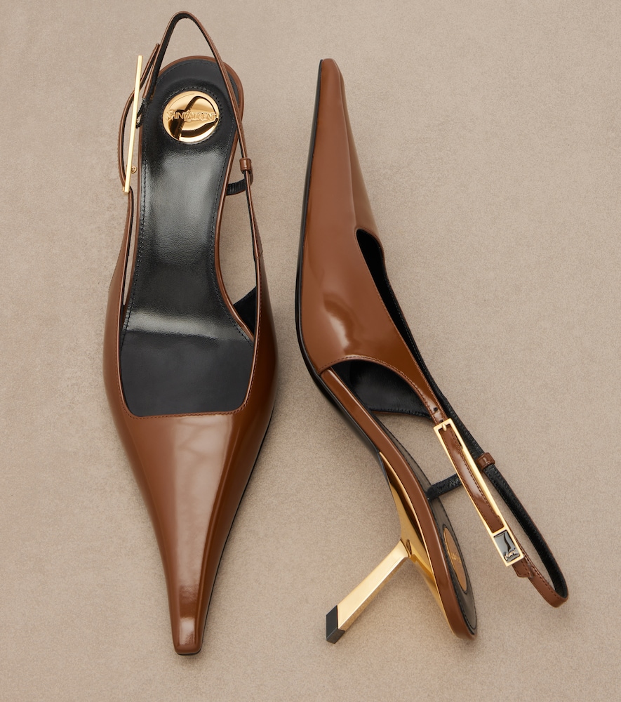  Saint Laurent Saint Laurent Babylone Cassandre Leather Platform Mules 