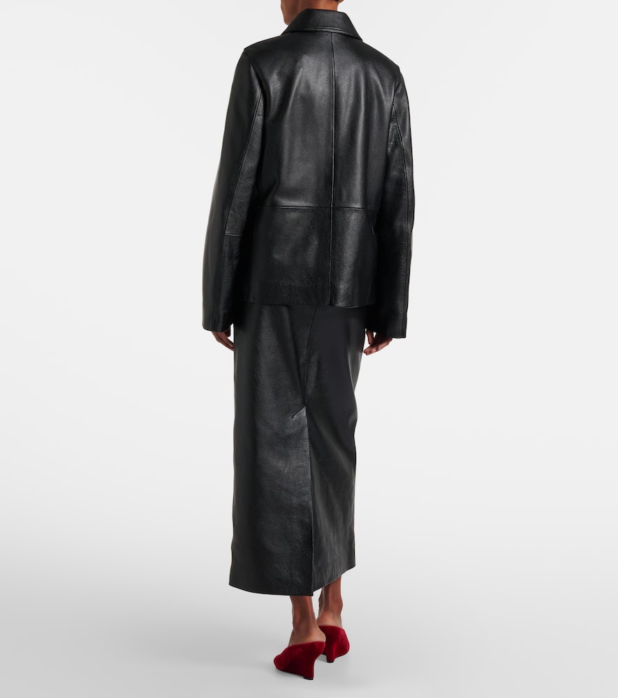 Totême Leather Midi Skirt In Black