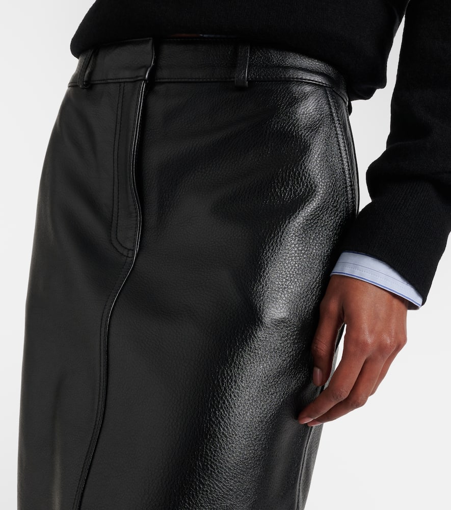 Totême Leather Midi Skirt In Black