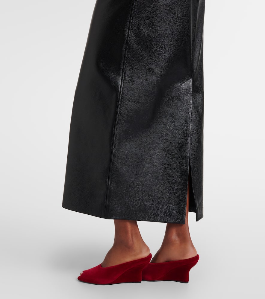 Totême Leather Midi Skirt In Black