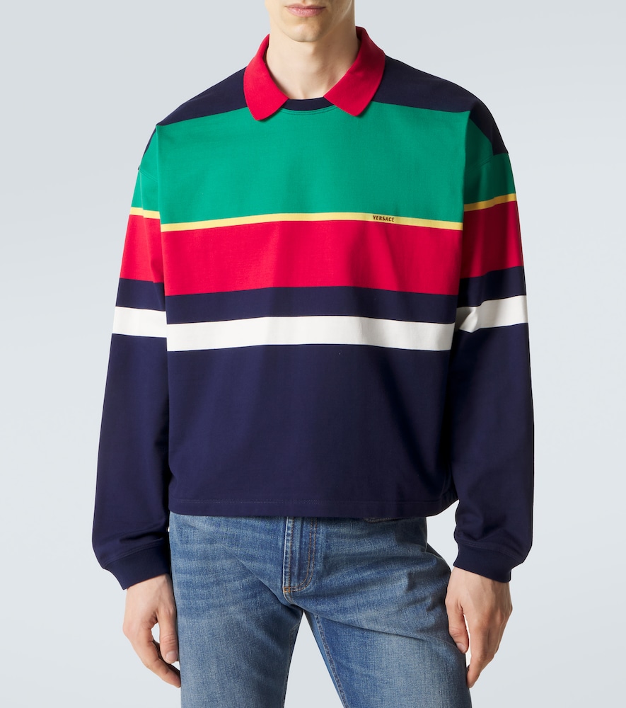  Versace Versace Colorblocked Cotton Jersey Polo Sweatshirt 