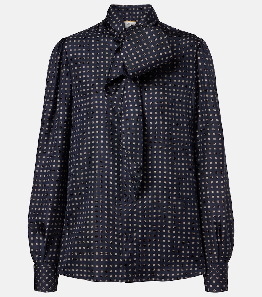 Saint Laurent Printed tie-neck silk crêpe de chine blouse