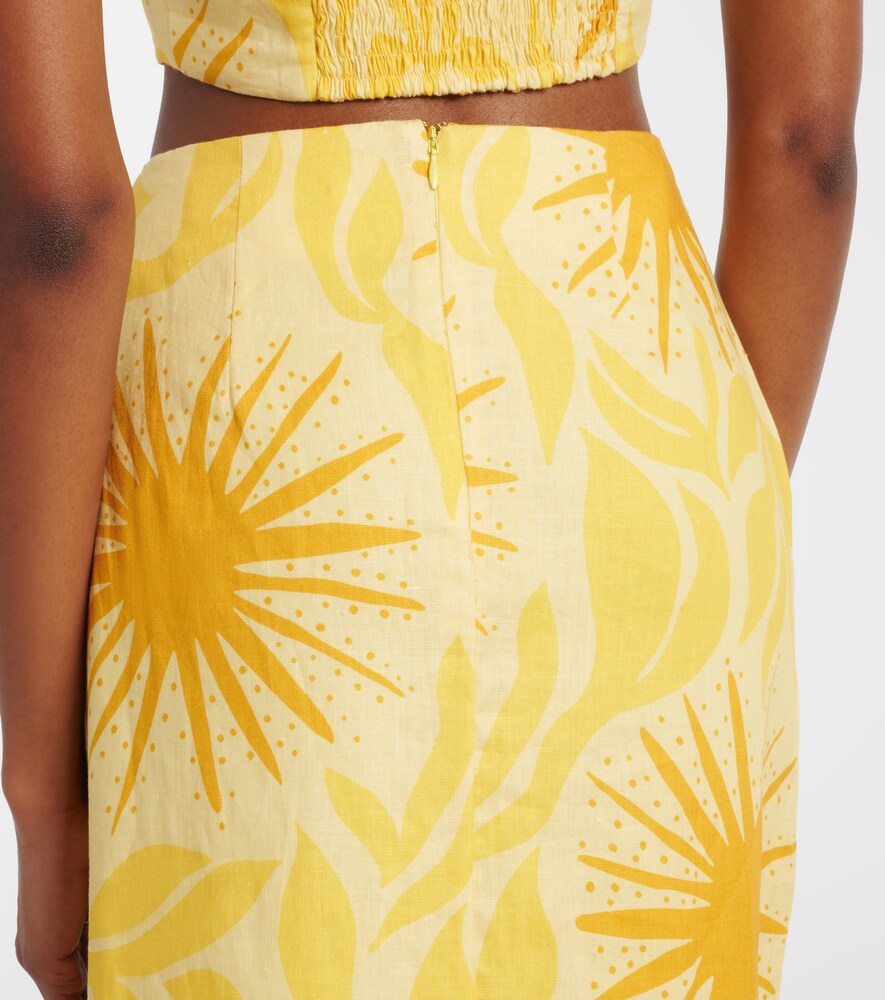  Cala De La Cruz Cala De La Cruz Fabiana Printed Linen Midi Skirt 