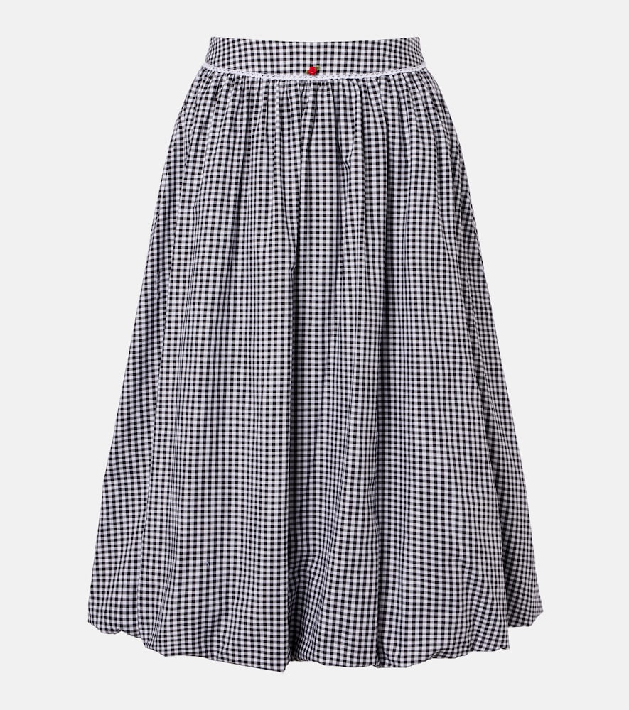 Bananhot Alba Gingham Cotton Poplin Midi Skirt