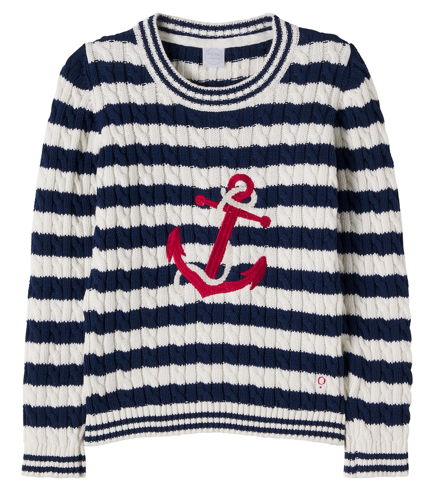 Pepa London Cable-knit striped cotton sweater