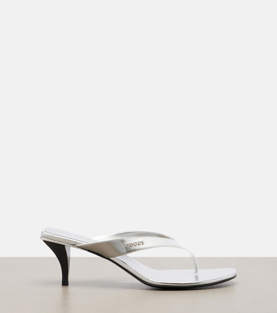  Gucci Gucci Sandalen Vittoria Aus Metallic-leder 