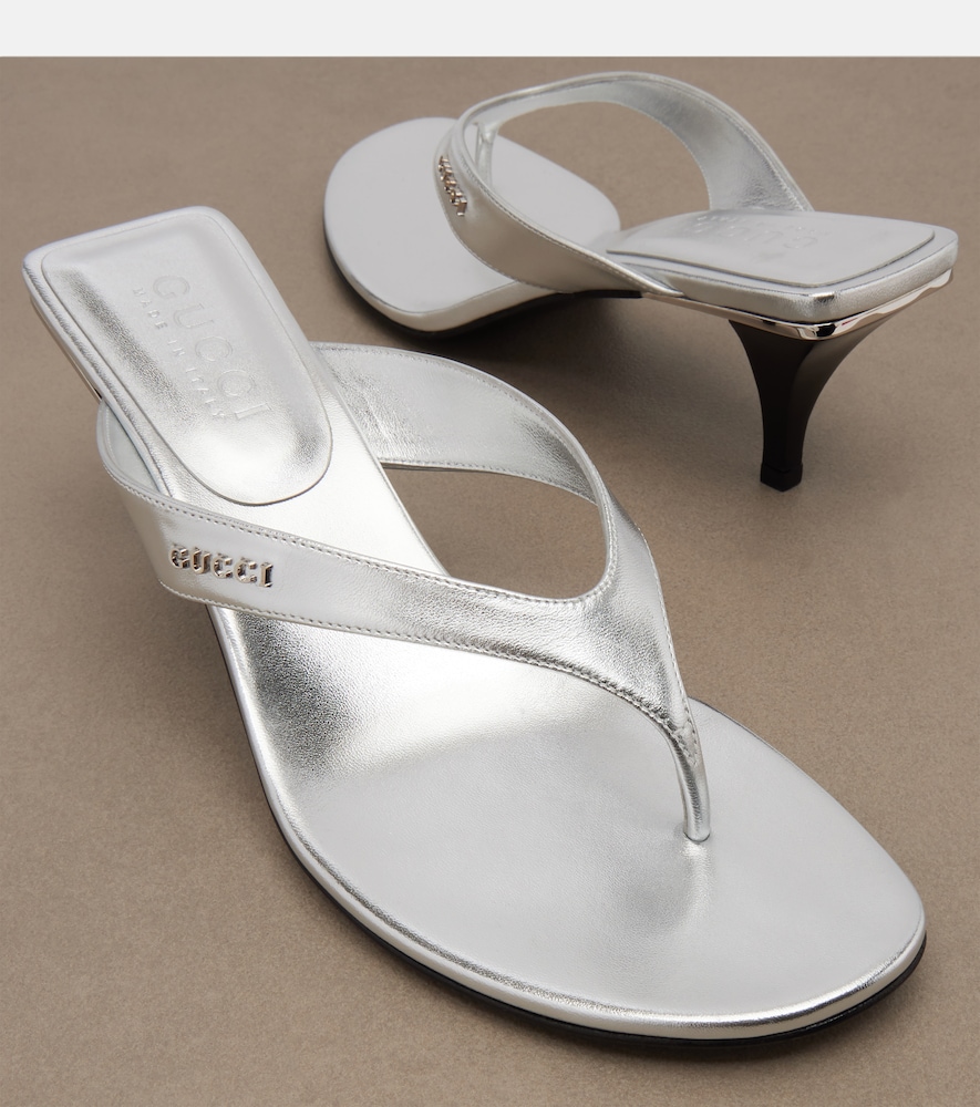  Gucci Gucci Sandalen Vittoria Aus Metallic-leder 
