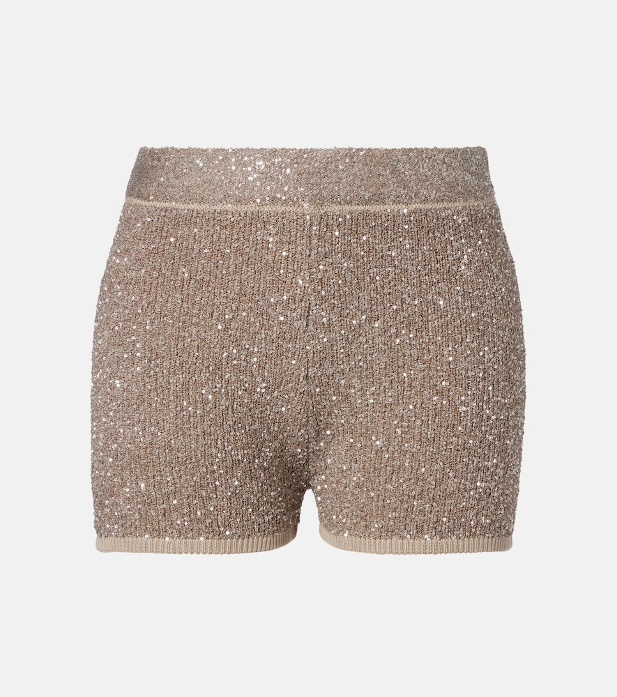 Brunello Cucinelli Sequined ribbed-knit cotton shorts | Thumbnail 6 Brunello Cucinelli Sequined ribbed-knit cotton shorts | Thumbnail 6