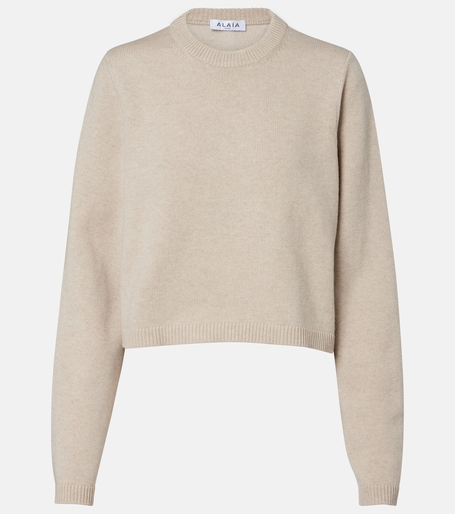 Alaia Women's Beige Cashmere And Wool-Blend Sweater UK Size 18 - Mytheresa