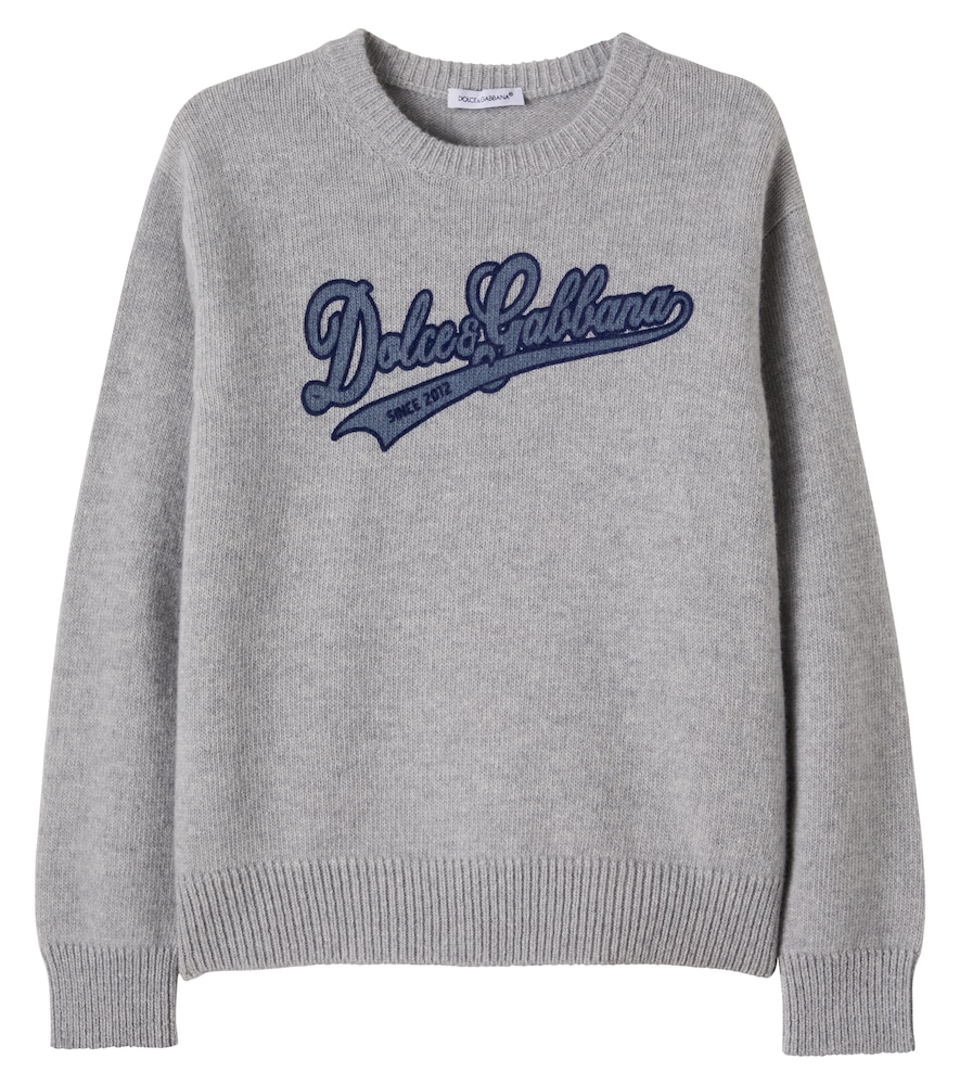 Pullover in lana vergine con logo