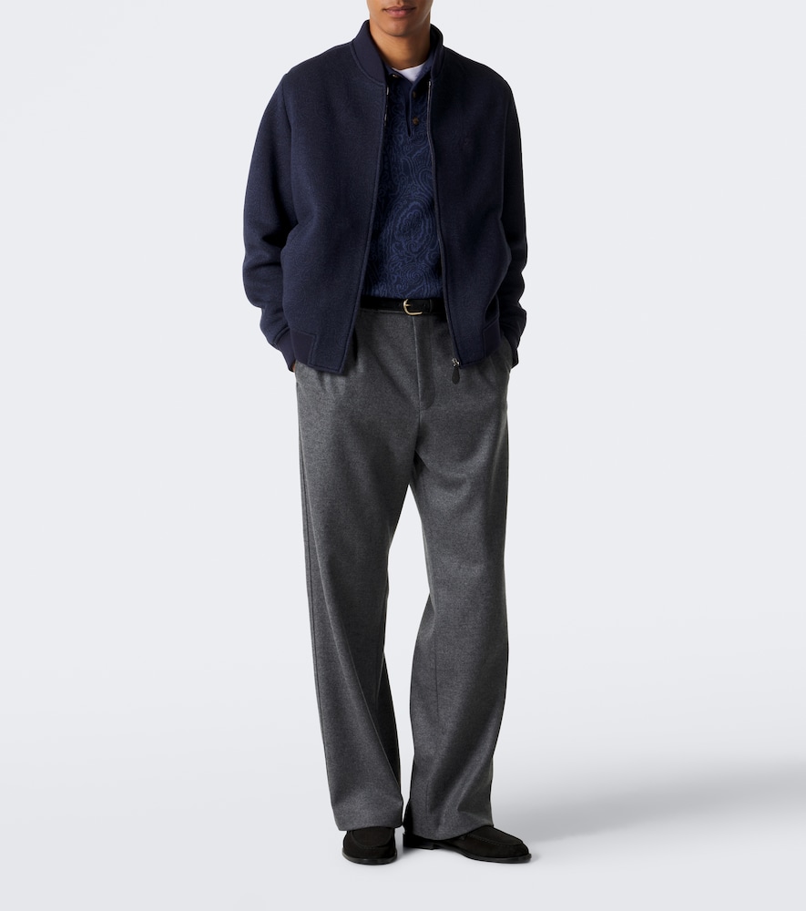 Paisley Wool-Blend Polo Sweater