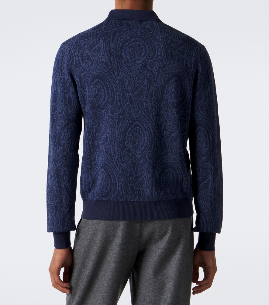Paisley Wool-Blend Polo Sweater