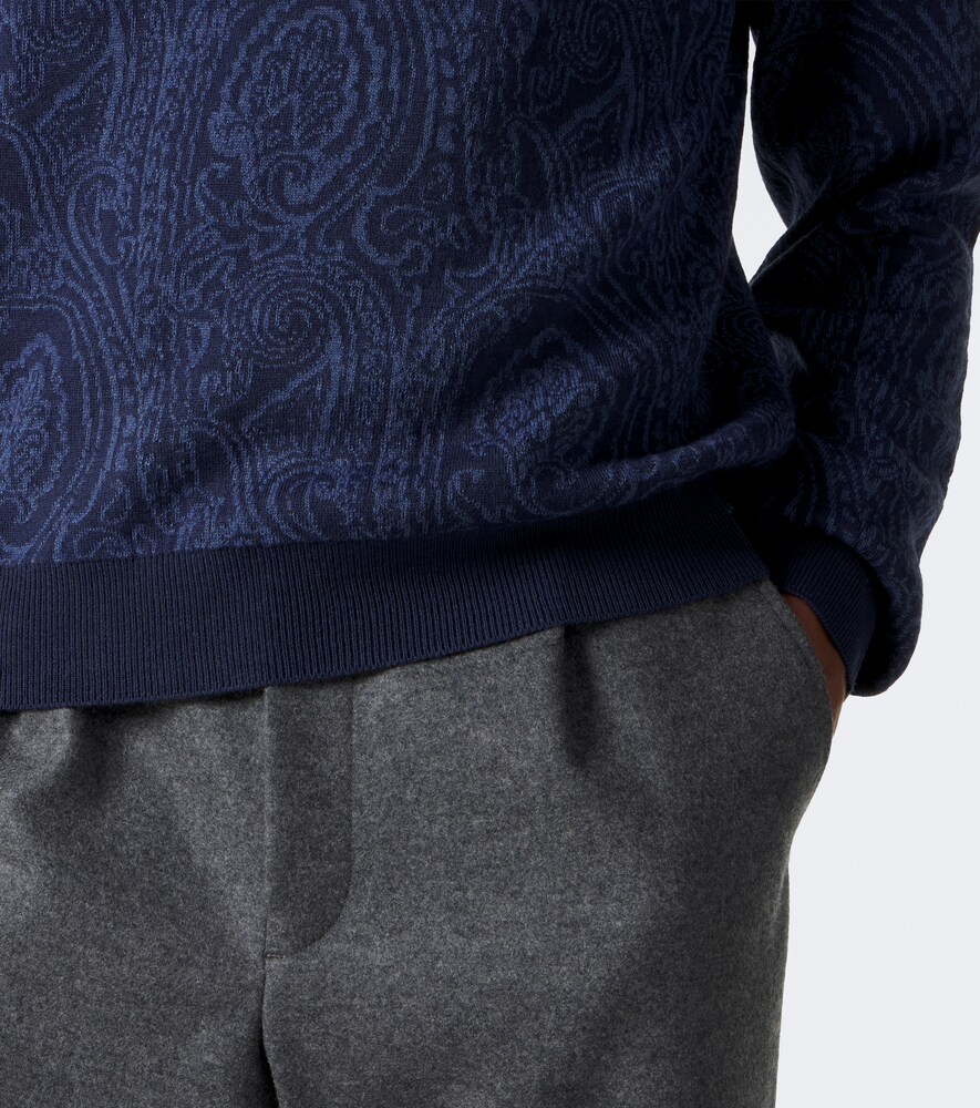 Paisley Wool-Blend Polo Sweater