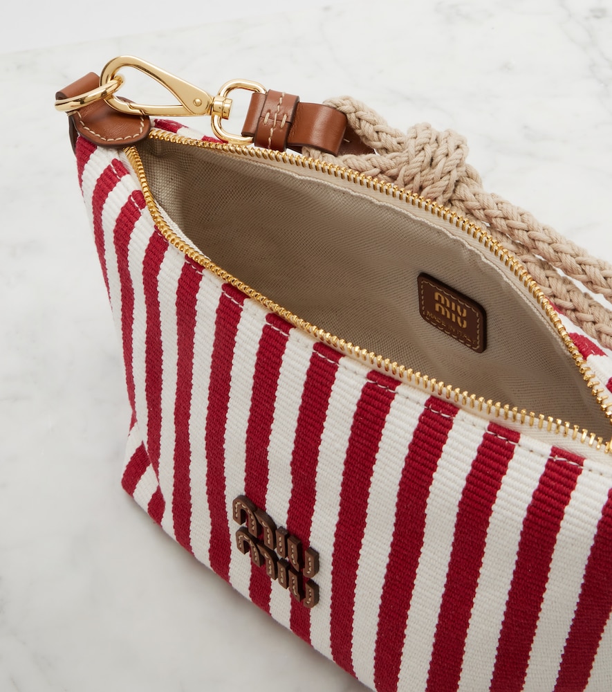  Miu Miu Miu Miu Striped Leather-trimmed Top-handle Bag 