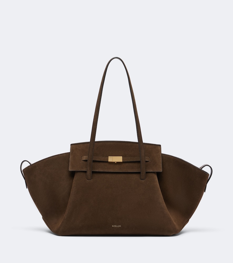 Demellier Brooklyn Large Suede Shoulder Bag In Brown