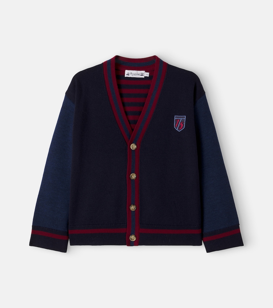 Cardigan Julian in lana a righe con ricamo
