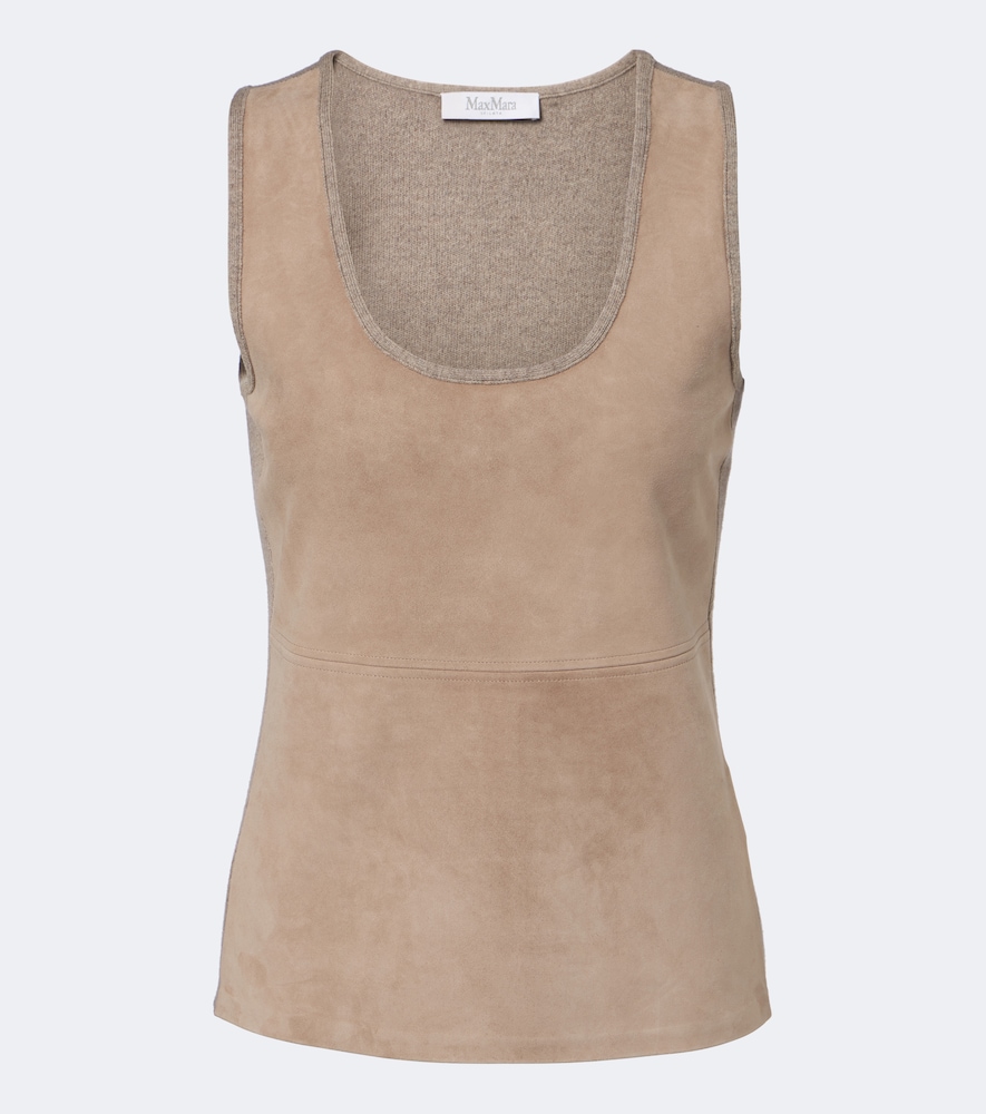 Top aus Veloursleder mit Wolle und Kaschmir