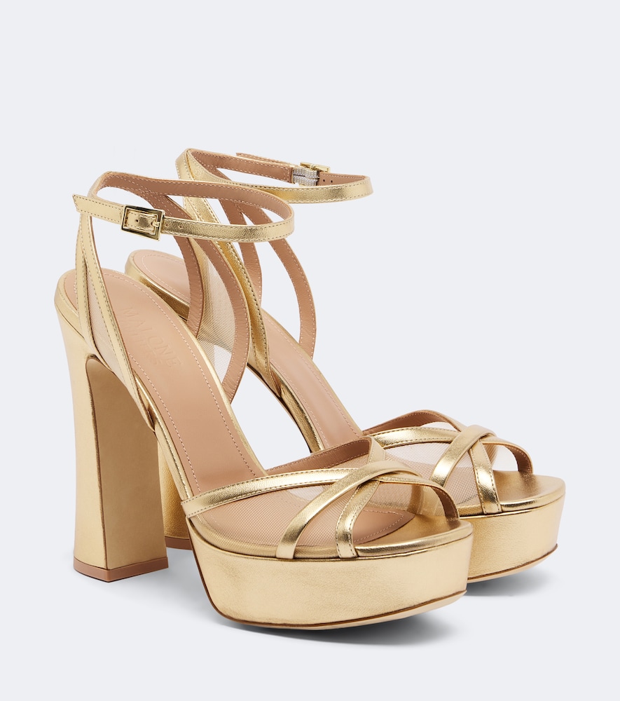 Sandali Sylvie in pelle e rete con plateau